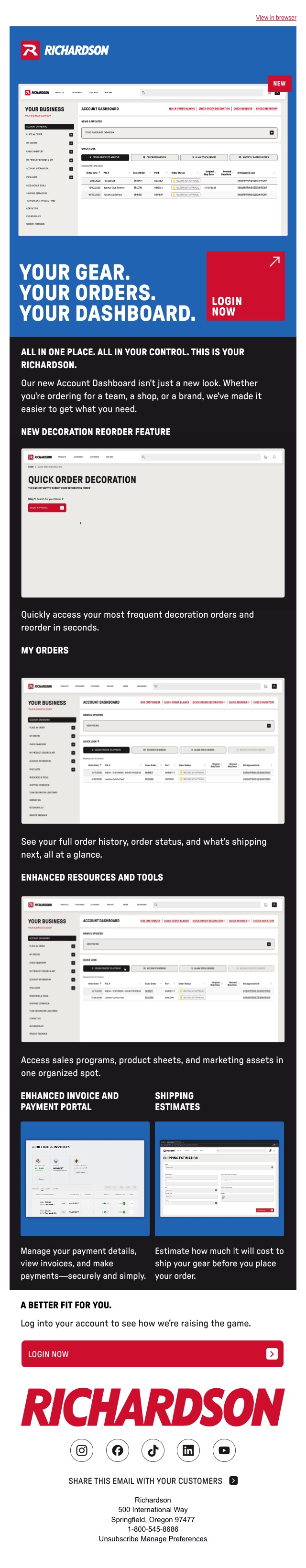 Email 2: Your gear. Your orders. Your dashboard.
