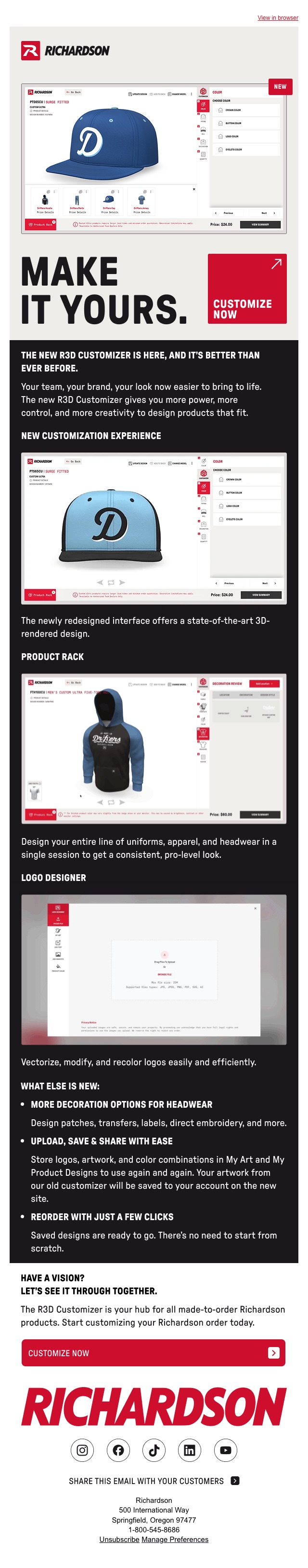 Email 3: Make it yours, introducing the R3D Customizer