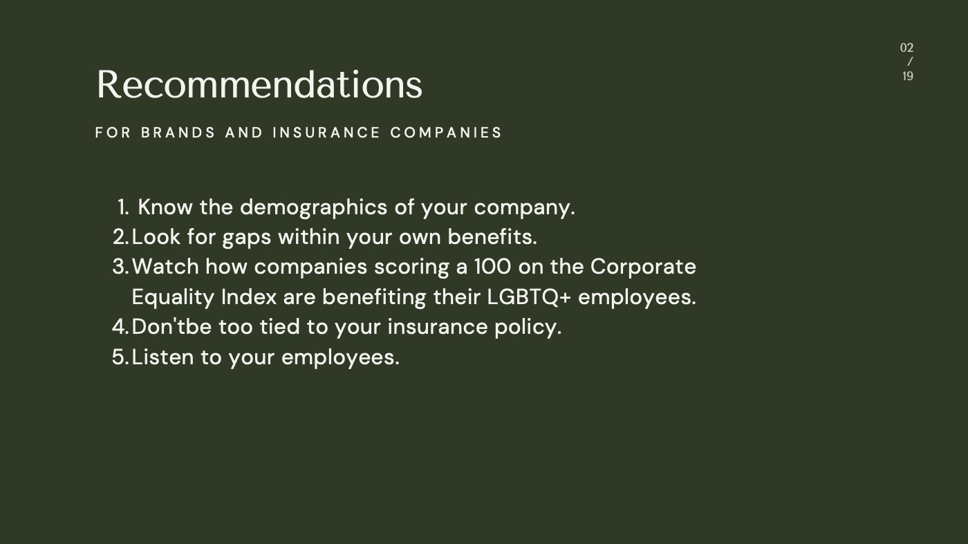 Slide: five recommendations for brands and insurance companies
