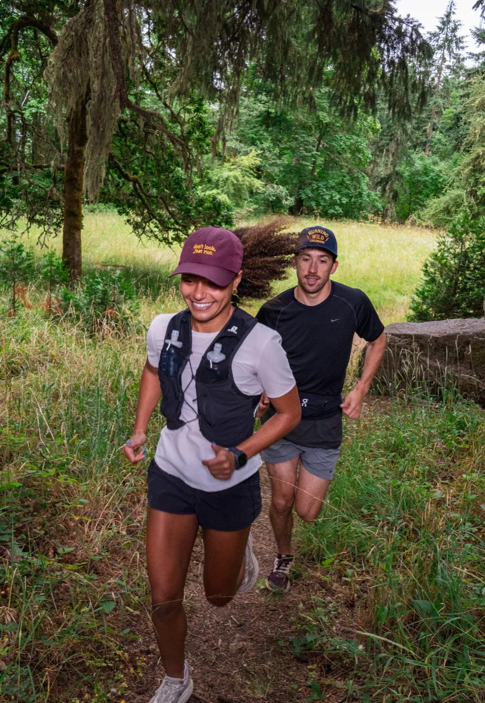 Two trail runners in Richardson Performance caps