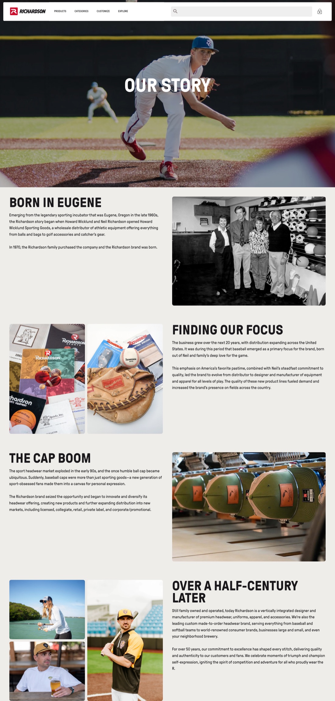 The new Richardson Our Story page, told in chapters