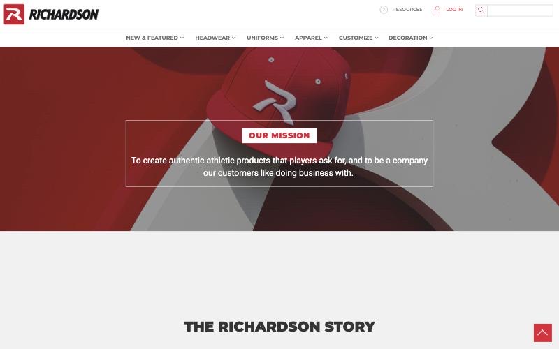 The old Richardson About page, with a mission statement over a red graphic